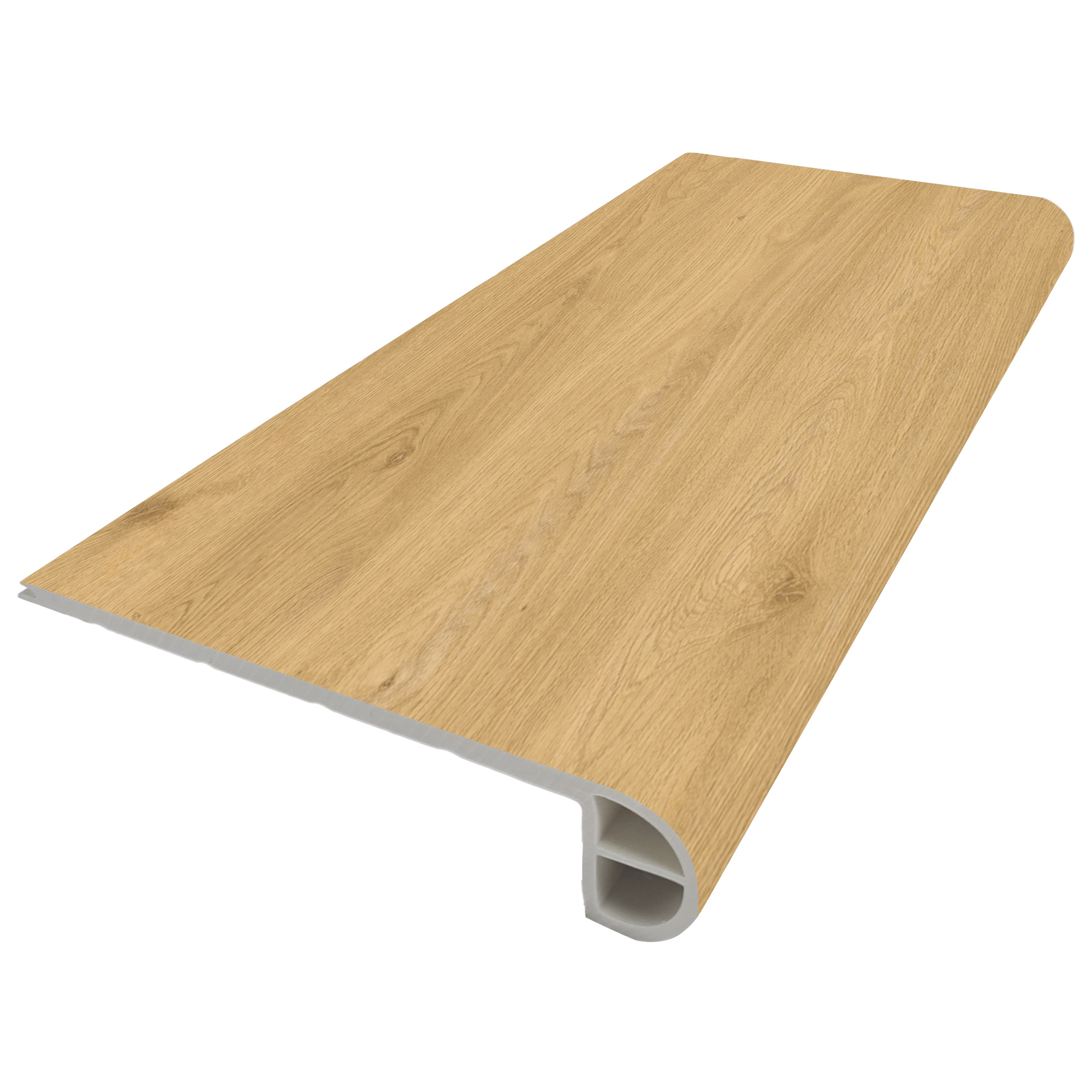 Bambino Series BB-X-S Flush Stair Nose, 94-1/2 in L, 4.34 in W, 0.2 in Thick, SPC, Timber Glaze
